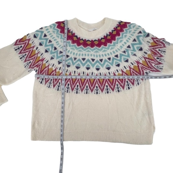NWT Time & Tru White Long Sleeve Geometric Print Sweater Size XL Women’s - Picture 4 of 6